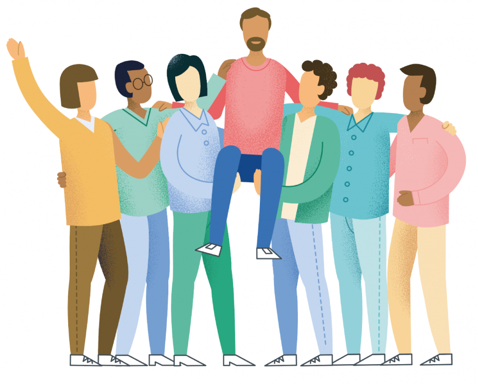 Illustration of a group of people celebrating